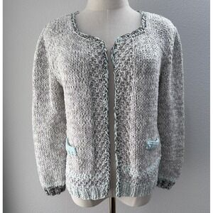 Rare Vintage Caroline Freese 90s Hand-Knit Cardigan Lady Jacket M Made in USA